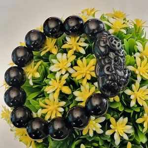 New natural Obsidian Pixiu Jade Pi Xiu black bracelet Women gift